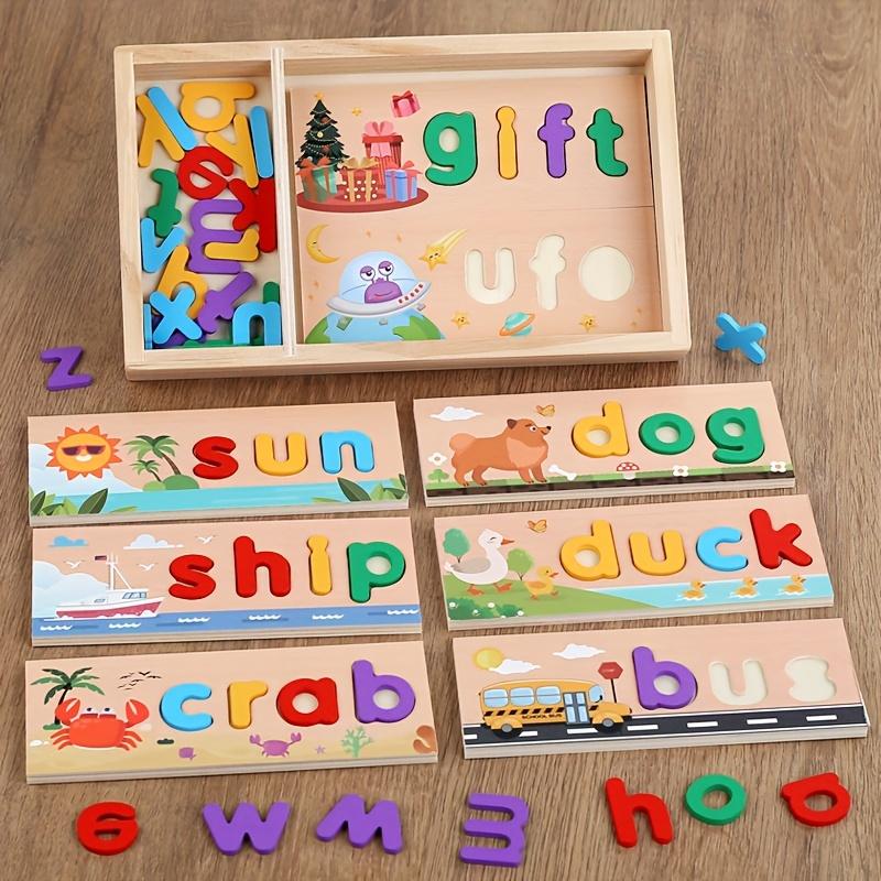 Wooden Alphabet Word Spelling Early Education Toy Color Letter Cognitive Hand-Eye Coordination Montessori Puzzle, Christmas Gift