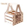 Wooden Beer Caddy Picnic Beer Carrier Box Beer Bottle Holder Vintage Style Tote for 4 or 6 Bottles BYOB Parties BBQs