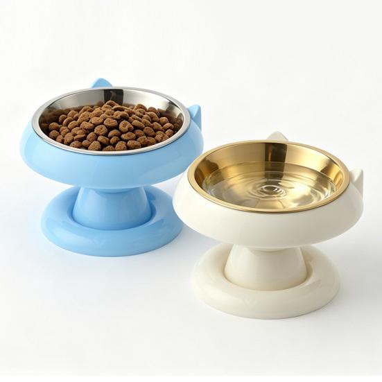 Jijijing Elevated Pet Bowl, Detachable Stainless Steel Inner Raised Cat Water or Food Protects Pets Spine, Feeder for Indoor Cats