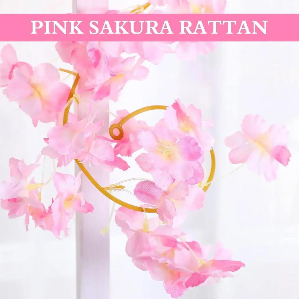 180m Artificial Sakura Wisteria Vine Realistic Fake Flower Garland for Pipe Concealment Wall Decoration Wedding Party Decor