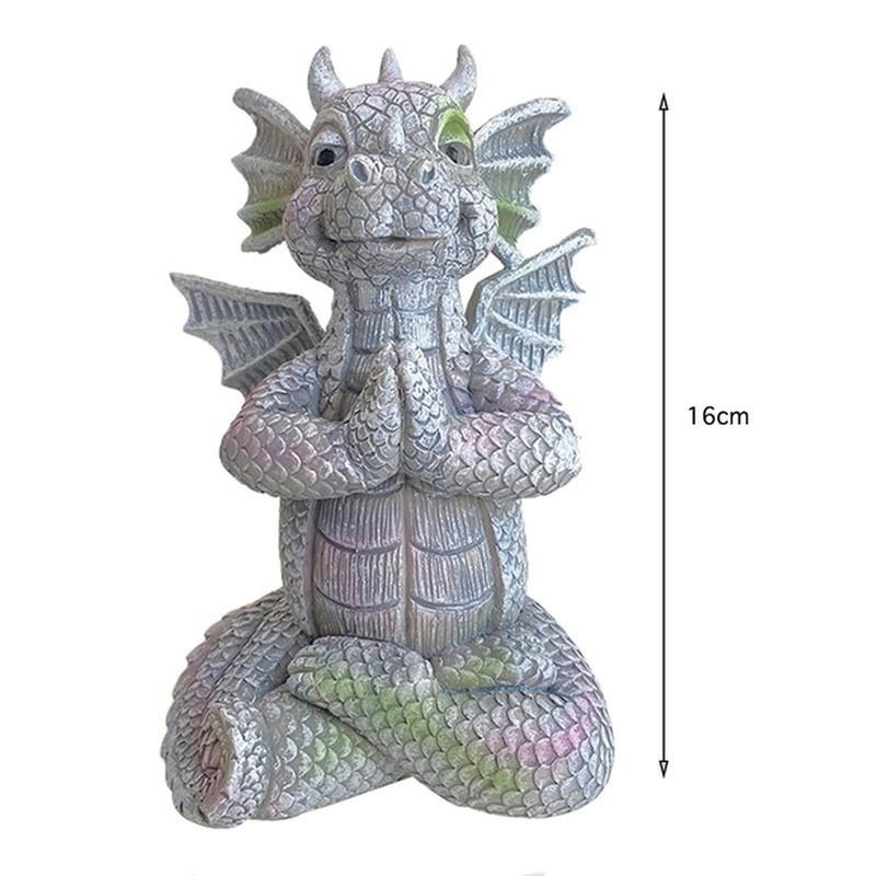 Xiaomi 2026 Dragon Meditation Statue Led Lighting Resin Ornament Dinosaur Shape Sculpture Outdoor Yard Decoration Garden Statue