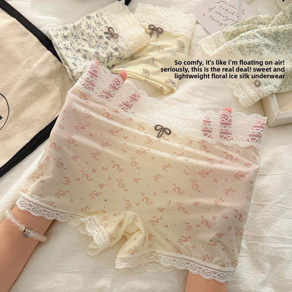 Women's Summer New Floral Antibacterial Lengthened Crotch Traceless Comfortable Breathable Mid-waist Panties