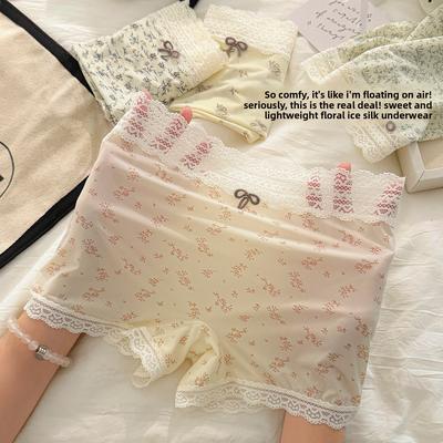 Donna Estate Nuovo Stile Dolce Stampa Completa Fiore Spezzato Comodo Traspirante Aderente Angolo Piatto Slip