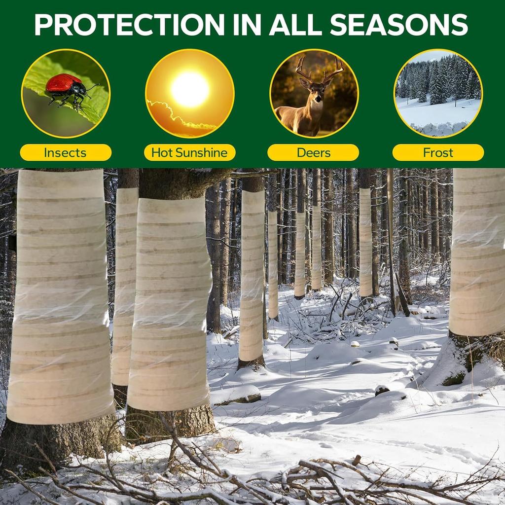 5 Rolls Tree Protector Wrap White Non Woven Tree Trunk Bandage Tape Winter Frost Barrier Plant Insulation Protector Wrap Cover Tape
