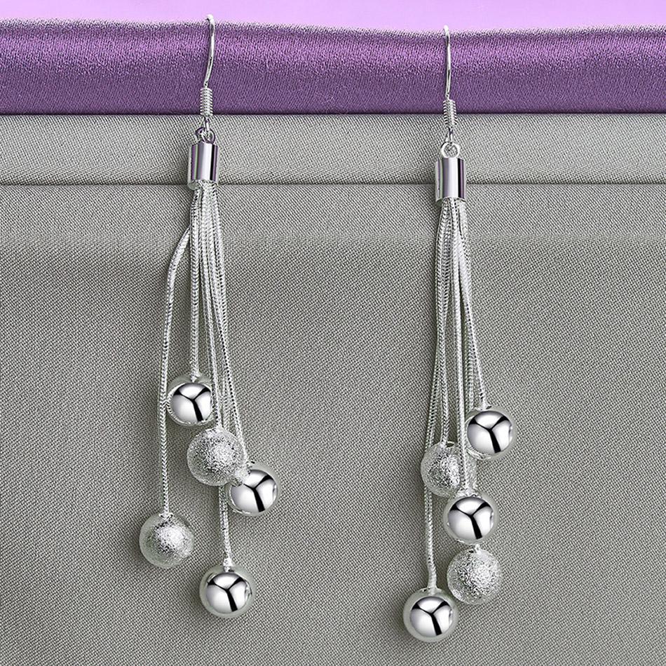 

CHSHINE стерлингового серебра 925 пробы гладкие матовые серьги с кисточками для женщин модные очаровательные ювелирные изделия 8.60cm