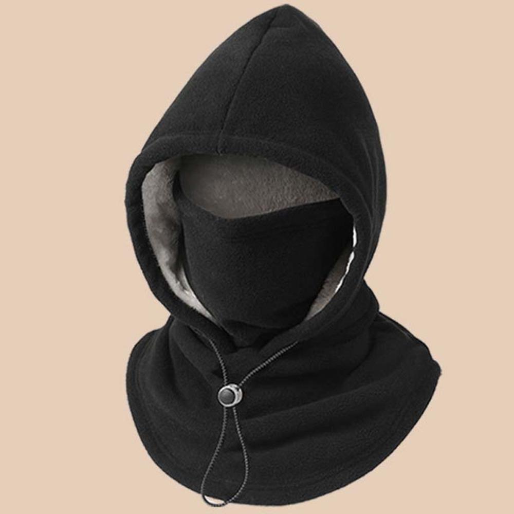Drawstring Fleece Balaclava Hat Windproof Masks Hood Beanies Fashion Hooded Neck  Ski