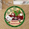 3D Christmas Round Rug – Quilted Tree Skirt with Cozy Library Design, Festive Holiday Home Decor