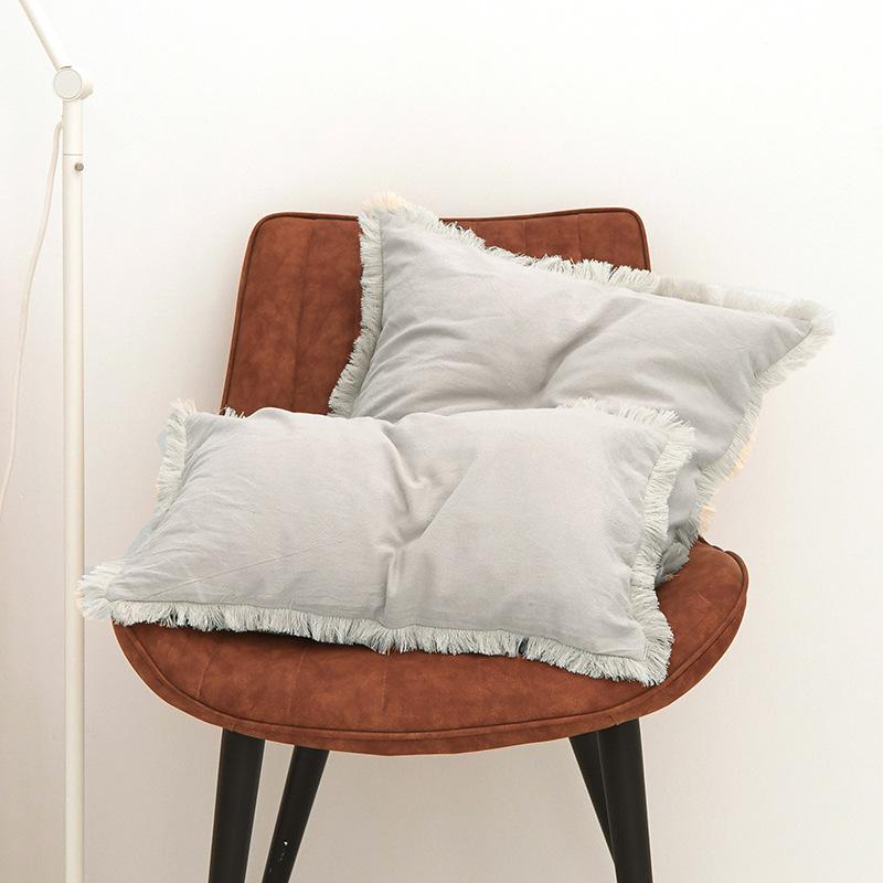 Bohemian Fringed Washed Cotton Pillowcase Premium Modern Minimalist Sofa Cushion Cover Luxury Cozy Living Room Pillow Cover