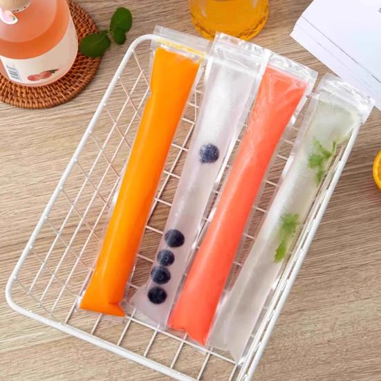 50 stk Engangs ispinneposer med trakt Lekkasjesikre glidelåsforslutninger BPA-frie fryserør for ispinne, yoghurt, juice, smoothies
