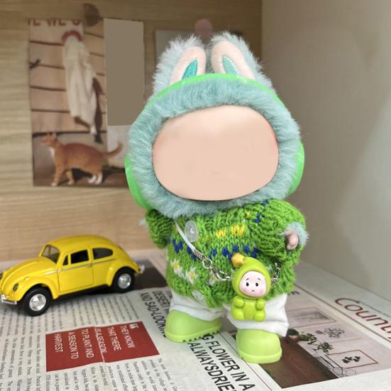 Doll Clothes Set Stylish Overalls Knitted Sweater Outfit for 15-17cm Dolls Fashionable Dress Up