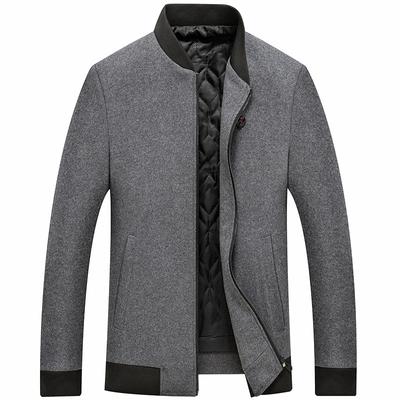 Wool Jacket Men's Woolen Jacket Men's Autumn and Winter Trendy Woolen Top Cotton Thickened Baseball Jersey