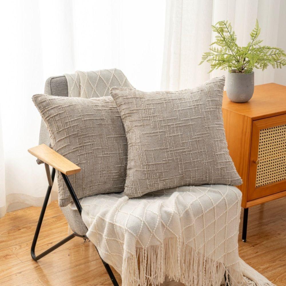Japanese Style Throw Pillow Case Solid Color Sofa Pillowcase Lumbar Covers Cushion Cover Sofa