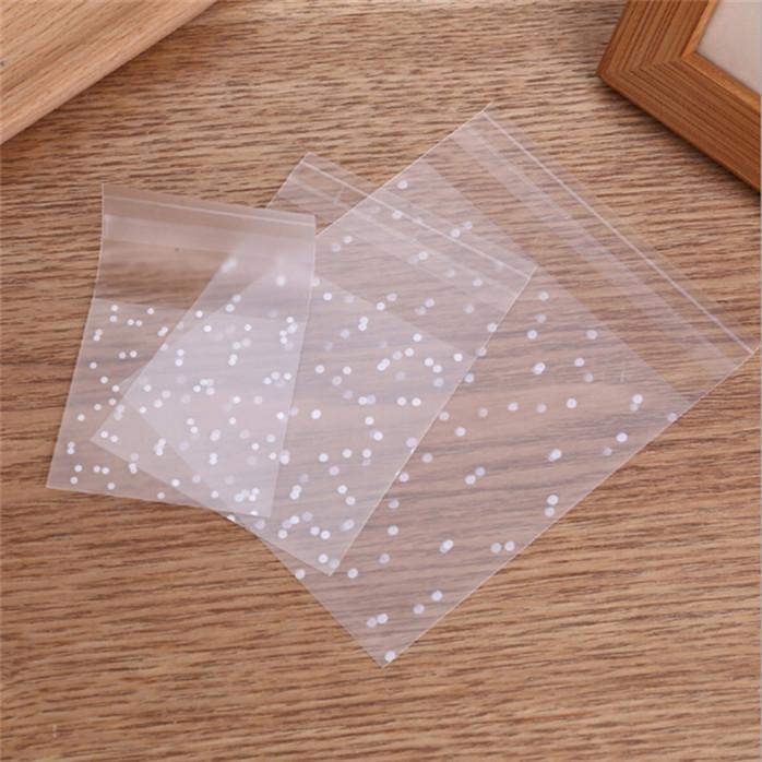 100Pcs Transparent Self Adhesive Cookie Bags Polka Dot Candy Cellophane Treat Bag for Gift Giving Wedding Birthday