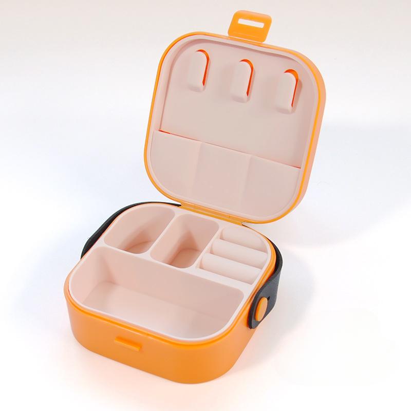 Tragbare Schmuckschatulle Ring Schmuck Halskette Lippenstiftfach multifunktionale PP-Kunststoff Aufbewahrungsbox zum Mitnehmen