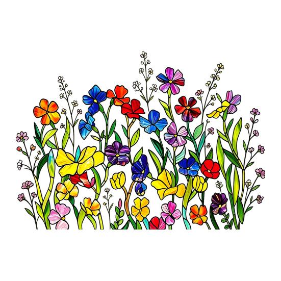 Spring Flowers Window Cling Colorful Floral Window Stickers Double-Sided Anti-Collision C