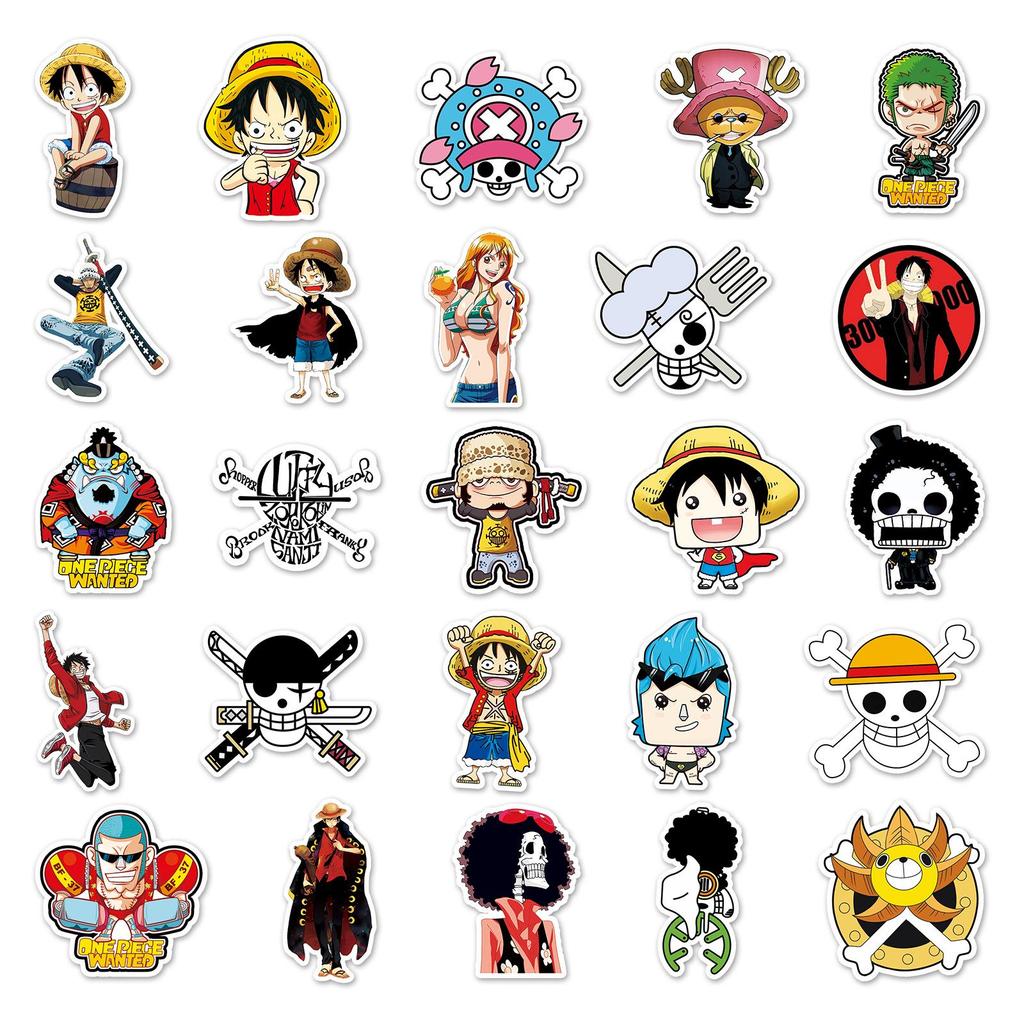 50 One Piece Anime Stickers: Waterproof for Suitcases, Tablets, Skateboards, and Cars