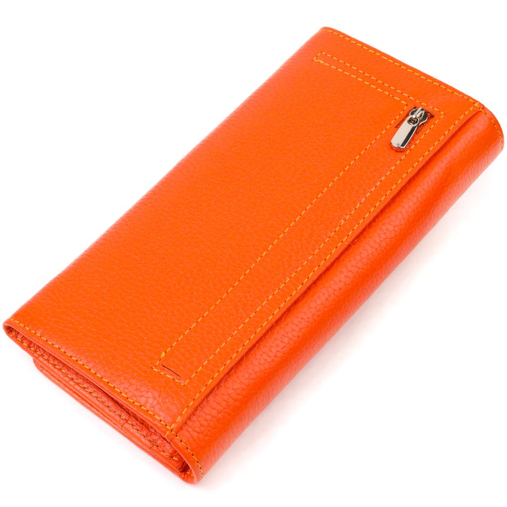 Large Women's Wallet Made of Genuine Grained Leather CANPELLINI 21710 Orange