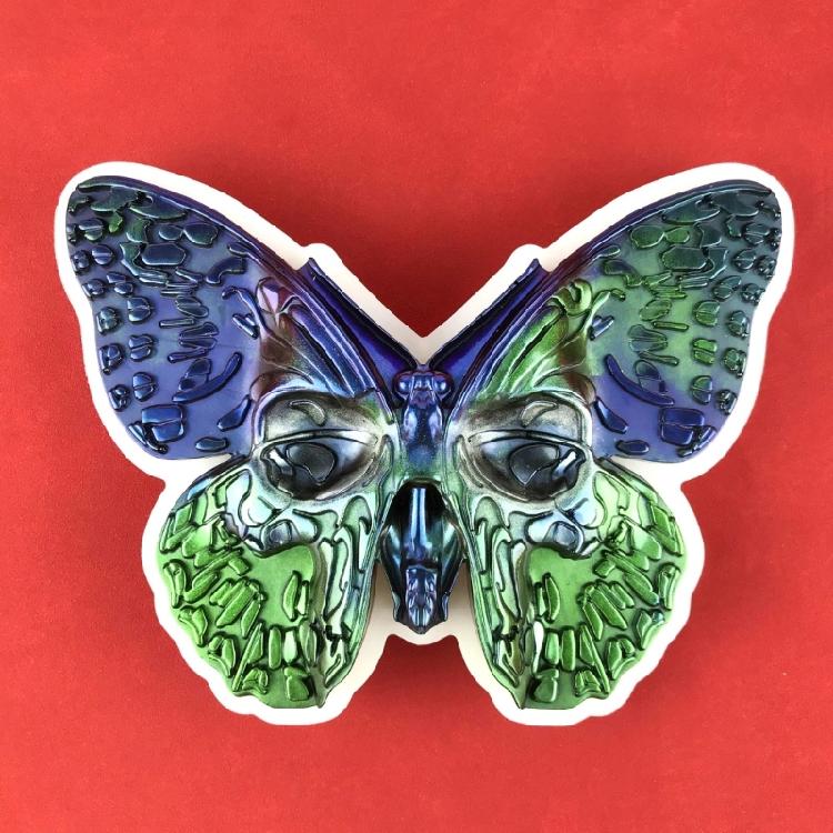 Stereo Butterflies Skull Epoxy Casting Mould for Wall Hanging Decor DIY Crafts