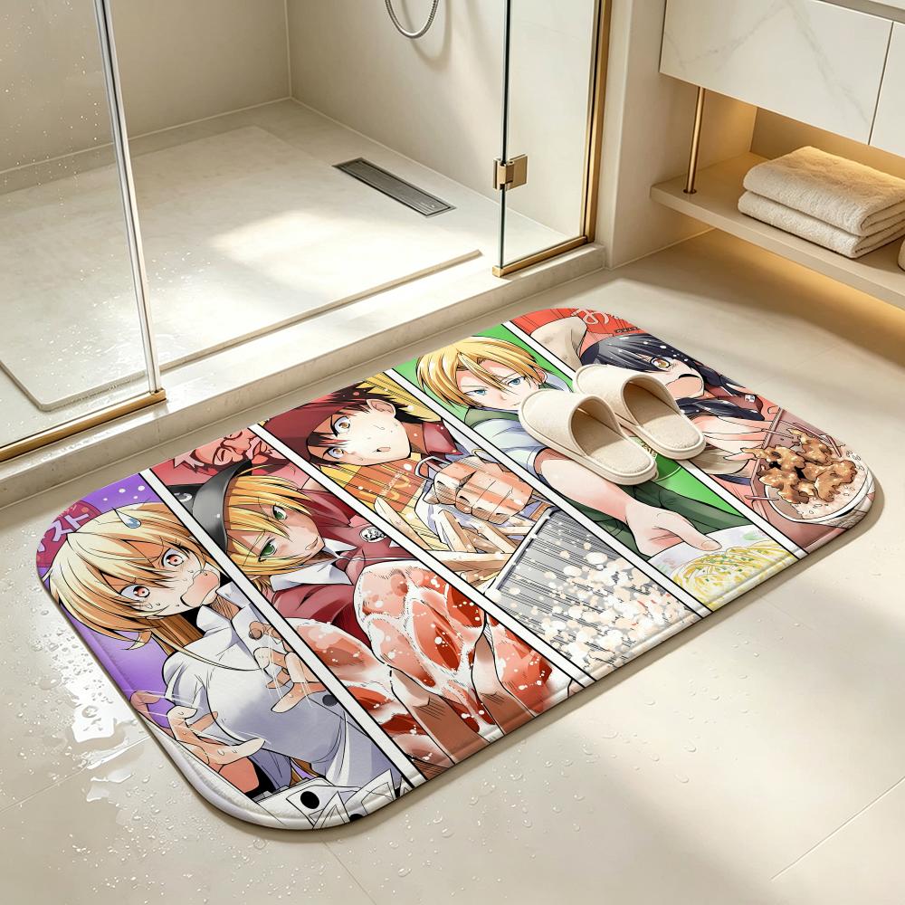 Food Wars! Shokugeki no SomaS Floor Mat Bedroom Carpet, Bathroom Foot Mat, Doormat, Non-Slip Absorbent Multi-Use