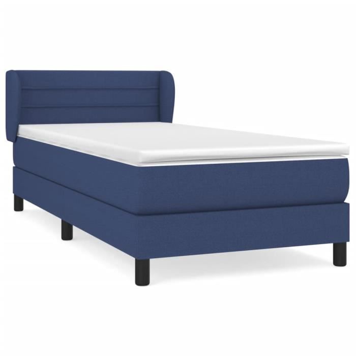 3126299 vidaXL Lit à sommier tapissier avec matelas Bleu 90x200 cm Tissu