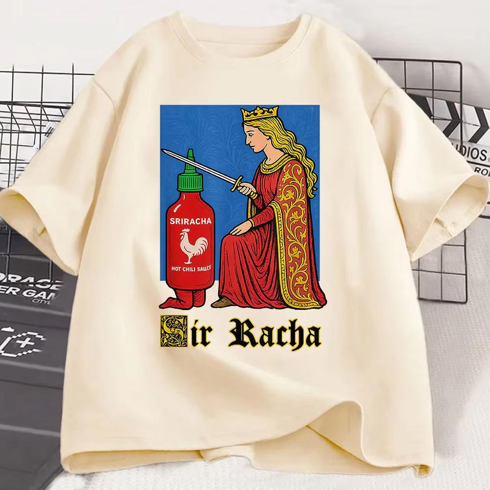 Sir Racha Lustige Chilisauce Grafik T-Shirt Herren Damen Kleidung Hohe Qualität Lässig Baumwolle Kurz Übergröße Unisex Harajuku hohe Qualität M blue