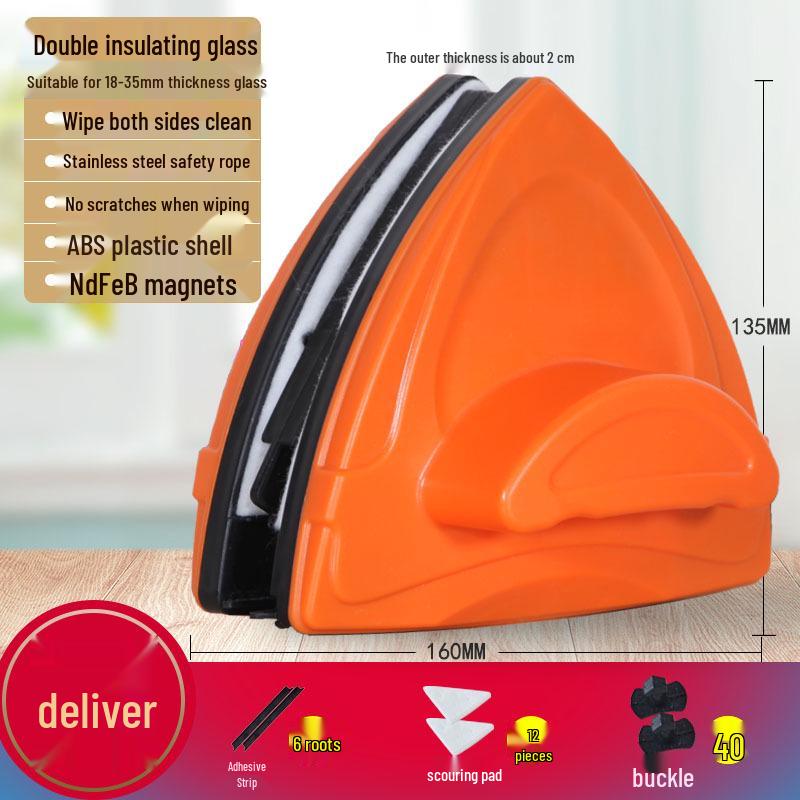 Double-Sided Magnetic Window Cleaning Brush for High-Rise Glass