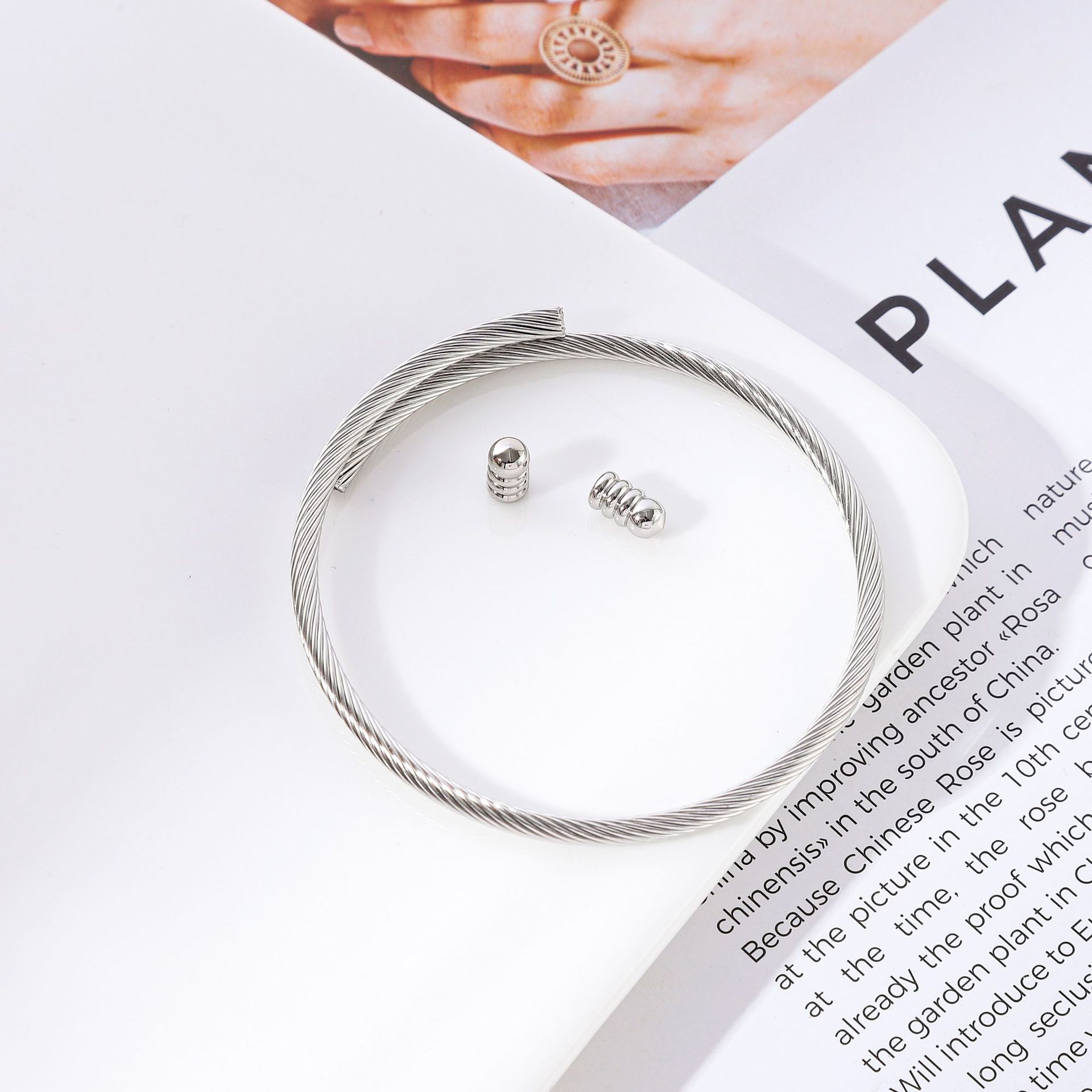 Trendy Threaded Open Cuff Bracelet DIY Beaded Elastic Stretch Basic Bangle For Women Fashion Jewelry Gift