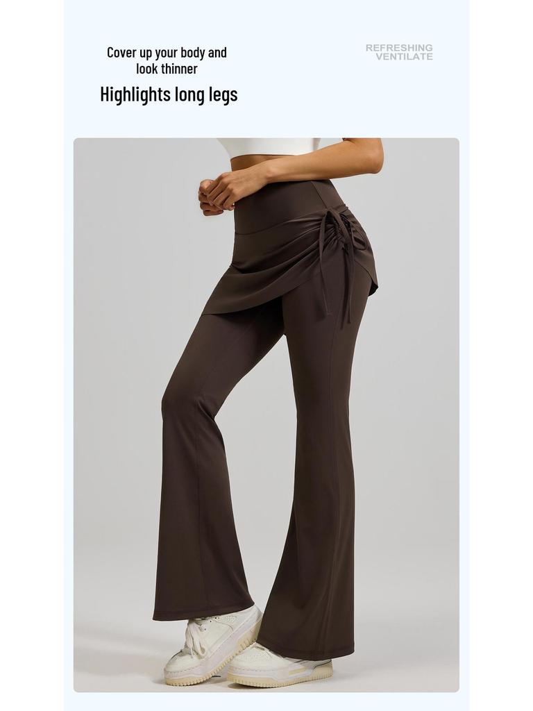 Pleated High-Waisted Flare Yoga Culottes