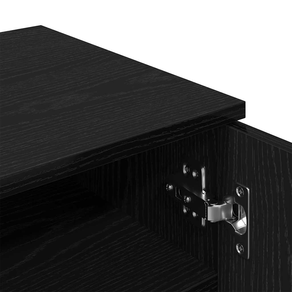 Shoe Cabinet with Shelf Black Oak Effect 11.6 x 13.8 x 39.8 in
