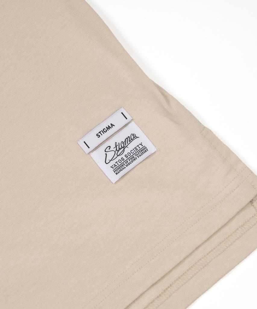 STIGMA Crayon Flower Vintage-Like Washed Oversized Short Sleeves T-Shirts Beige