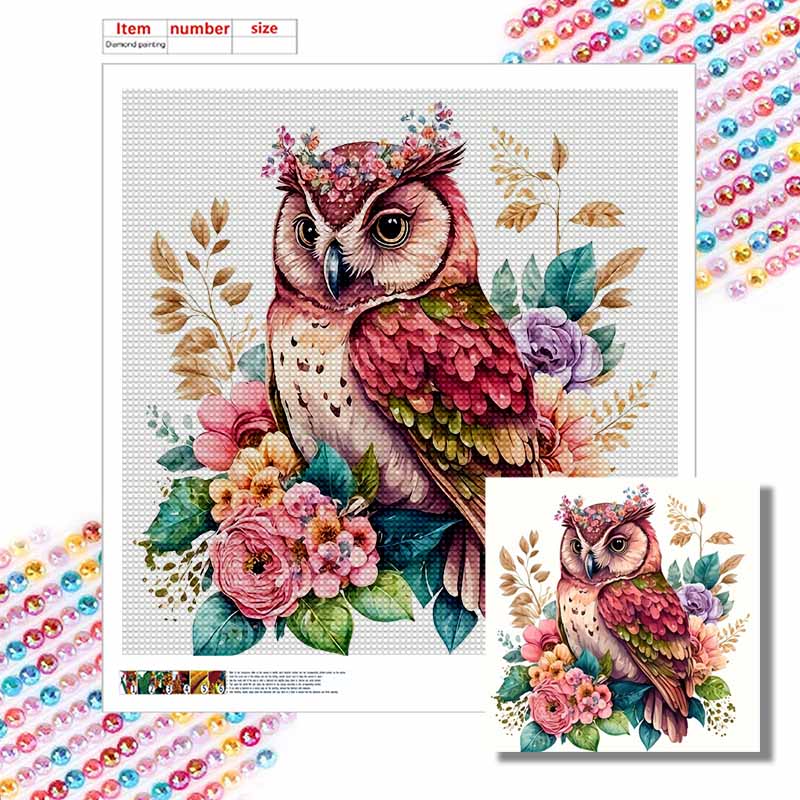 New Arrival 5D DIY Full Circle Diamond Painting "Painted Owl" Embroidery Cross Stitch Home Decor Gift
