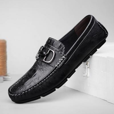 Echtes Leder Herren Freizeitschuhe Mode Leichtgewichtige Slipper Atmungsaktiv Flache Schuhe Fahrschuhe Slipper Mokassins