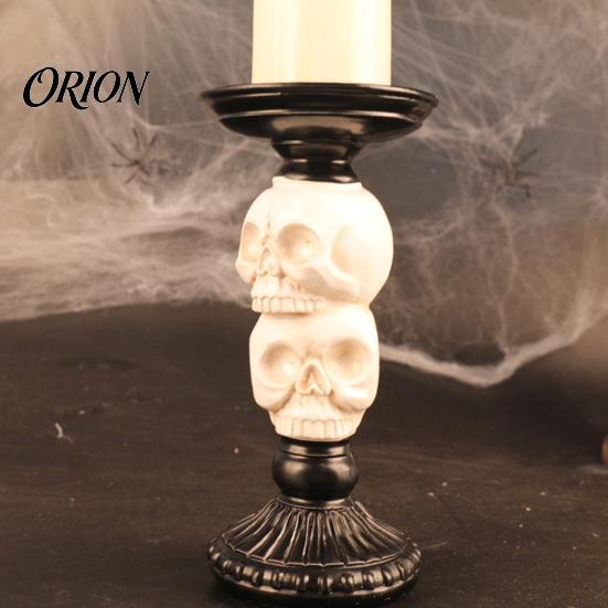 Three Dimensional Skull Decor Halloween Candlestick Holder Decoration, Gothic Raven Candle Holder, Pillar Stand Spooky Taper for Tabletop Home