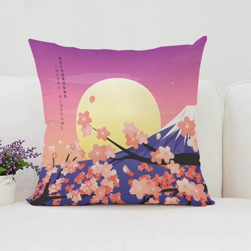 Japanese Cherry Blossom Pillowcases for Pillows 45x45 Cushions Cover for Living Room Cushions Luxury Cushion Cover Home Decor