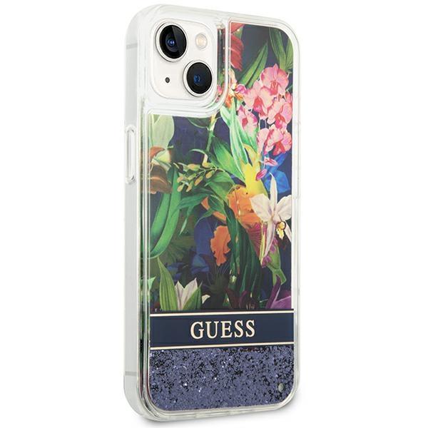 Guess Guhcp14Mlflsb Iphone 14 Plus / 15 Plus 6.7 Niebieski/Blue Hardcase Flower Liquid Glitter