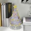Decorative Glass Sculpture Hand Blown Christmas Tree Figurine with Golen Star, Festive Desk Decoration Mini Xmas Ornament, Handmade Desktop