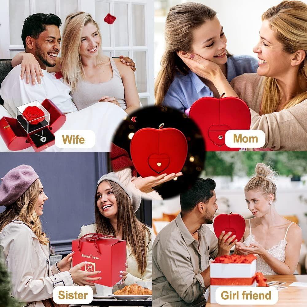 Apple Shape I Love You Necklace Romantic Jewelry Gift Box NEW Rose Flower Jewelry  Valentine's Day