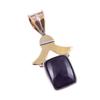 Natural Iolite Gemstone 925 Solid Sterling Silver Two Tone Pendant 1.50'' S7v93