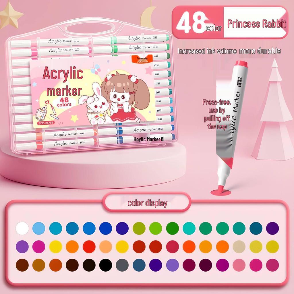 True Color Stackable Acrylic Markers - Non-Bleeding Watercolor Pens for Students and Kids