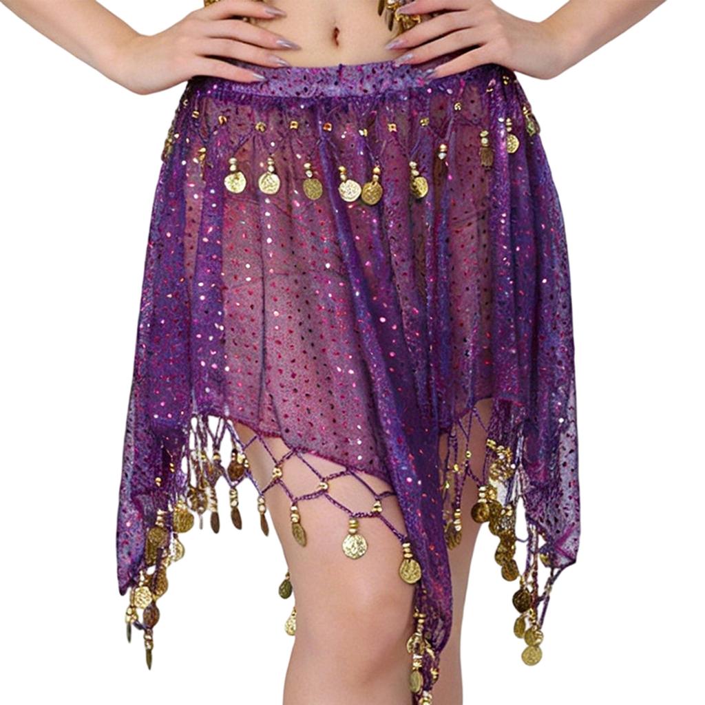 Comfortable Lightweight Polyester Belly Dance Skirt with Sequins for Extended Wear During Practice and Performances