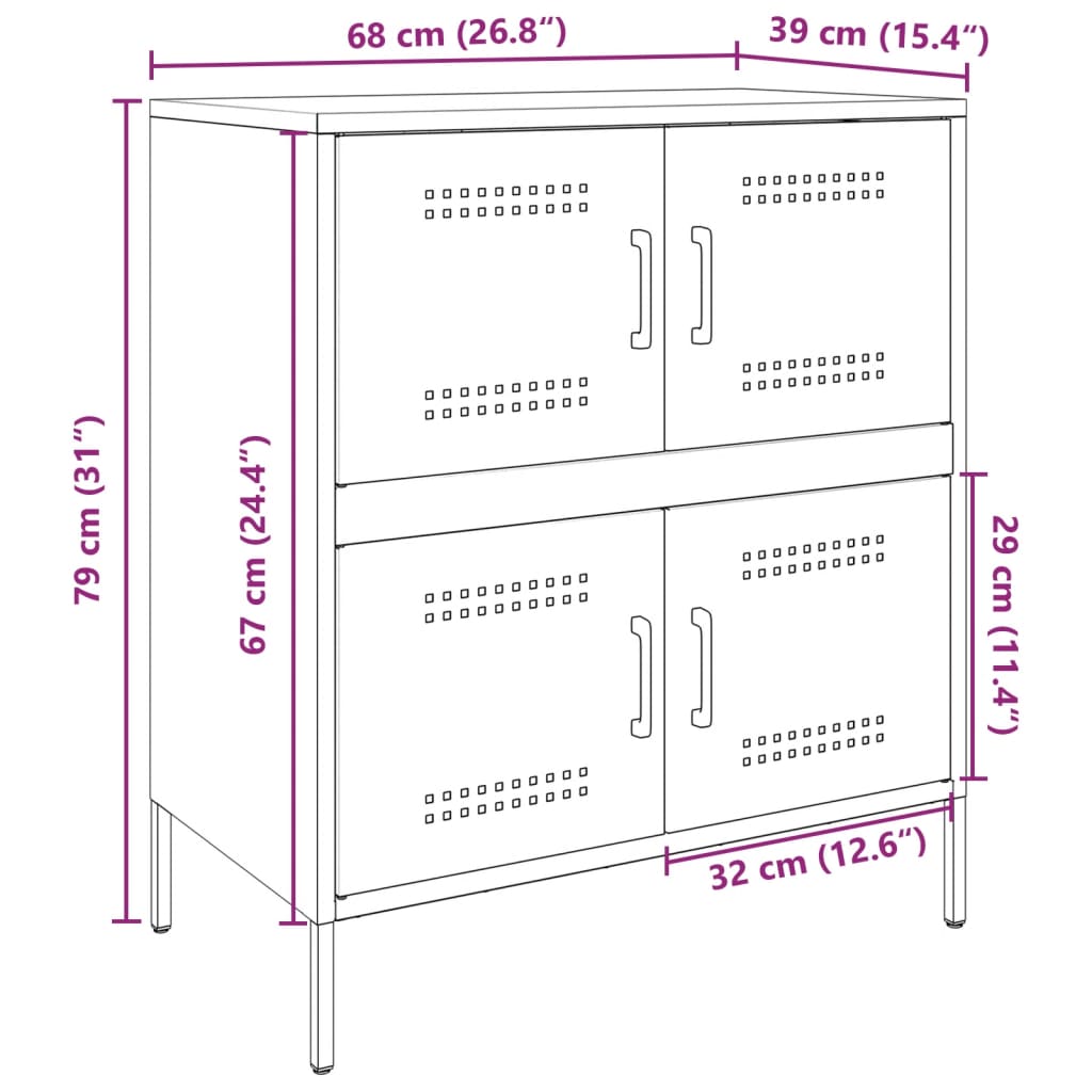 Sideboard White 68 X 39 X 79 Cm Steel