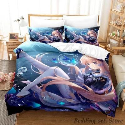 Genshin Impact Sangonomiya Kokomi Bettwäscheset Einzelbett Twin Full Queen King Size Bettset Erwachsener Kind Schlafzimmer Bettbezug-Sets