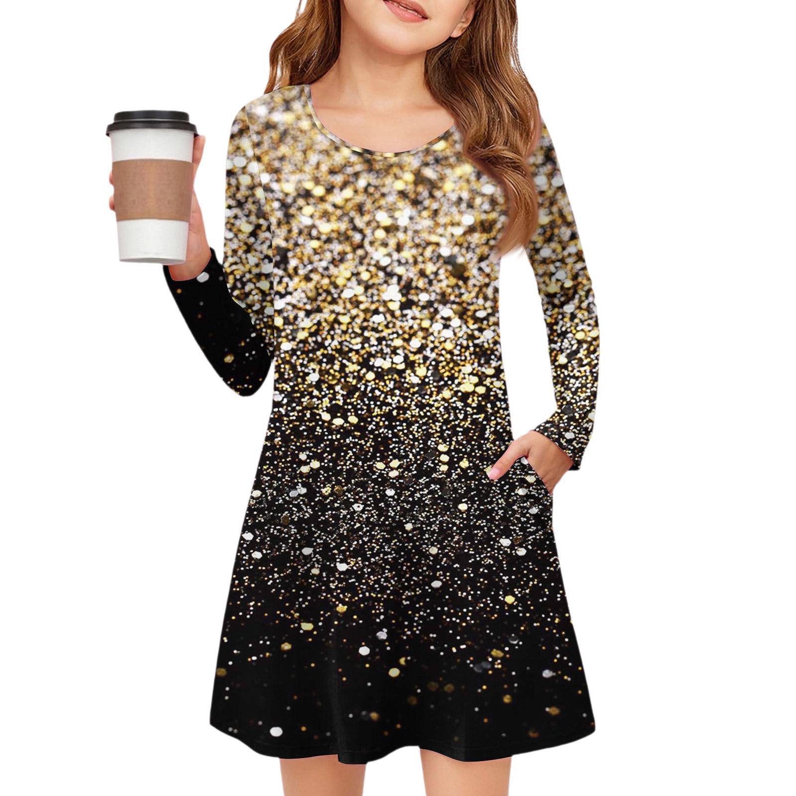 

Платье с длинным рукавом для девочек - Платье с цветными карманами 140 бежевый