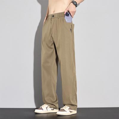 Pantalones Casuales Finos de Verano para Hombre, Suaves de Lyocell, Transpirables, Moda, Color Sólido, Simples, Pantalones de Hombre, Ropa de Marca