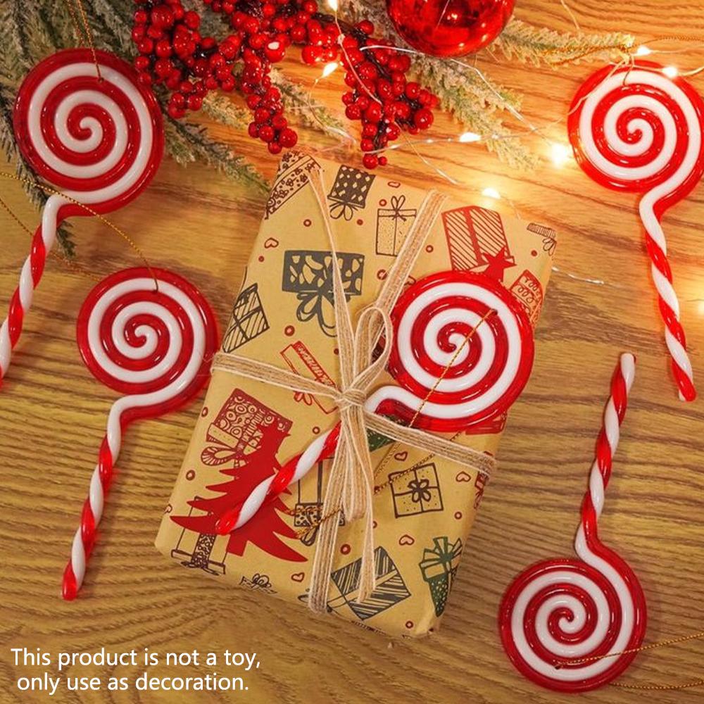 10 Stück Weihnachts-Lutscher, Weihnachts-Zuckerstange Hängedekoration Weihnachtsbaum Hängeornamente für Weihnachtsfeier Weihnachts-Heimdekoration