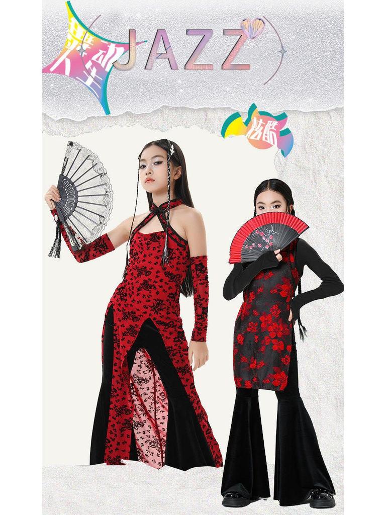 Chinese Style Jazz Dance Costumes for Girls – Trendy Performance Set for Model Runway Shows