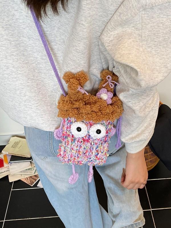 Playful Knit Eye Bag For Women With Inner Phone And Card Pockets For Everyday