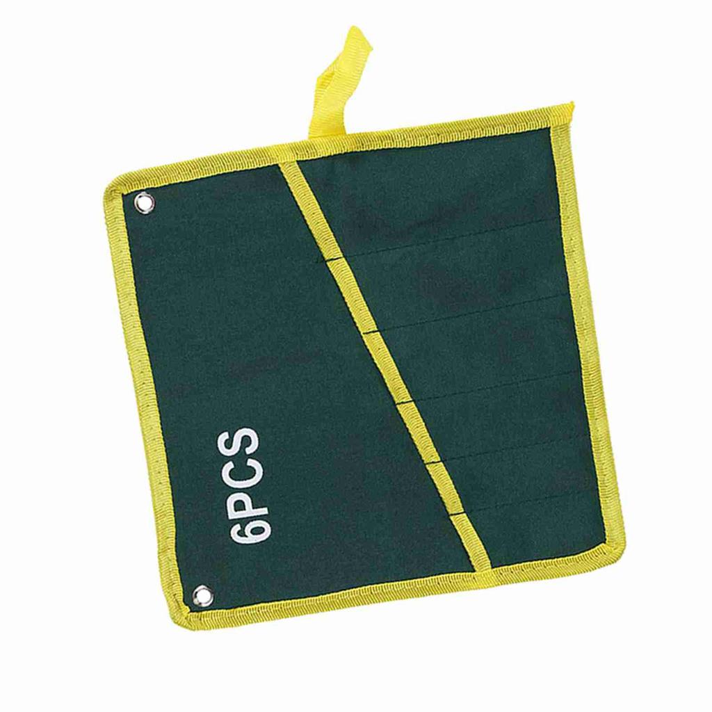 1Pc Durable Canvas 6 8 10 12 14 25 Pockets Spanner Wrench Tool Roll Up Storage Bag Green