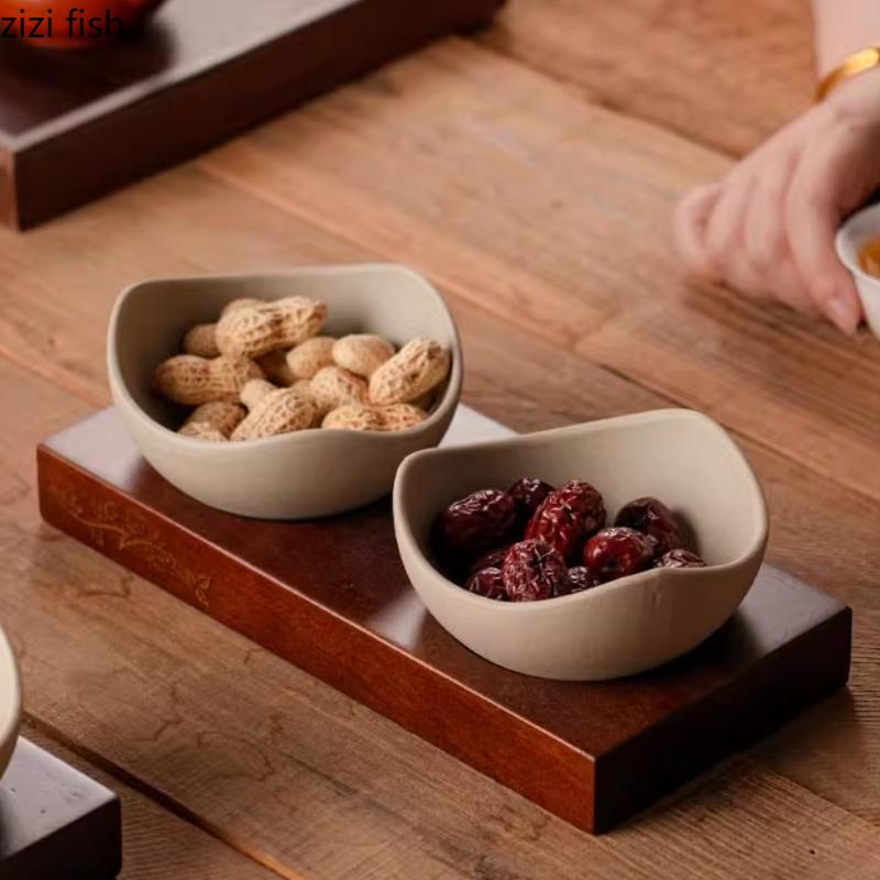 Ceramic Snack Platter Wooden Pallet Snack Bowl Dessert Plate Fruit Plate Salad Bowl Dried Fruit Plates Candy Dish Pastry Plates