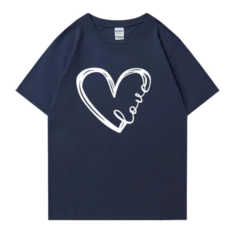 Fashion Love Heart Printed Crew Neck Cotton Men Women short sleeve t-shirts Summer Oversized Tee shirt streetwear plus size top
